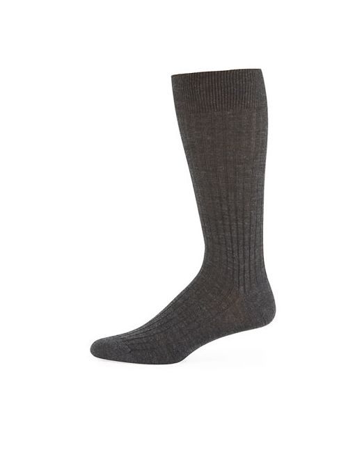 Neiman Marcus Ribbed Merino-Silk Ankle Socks