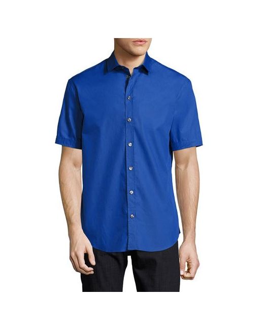 Armani Collezioni Solid Cotton Short-Sleeve Shirt High