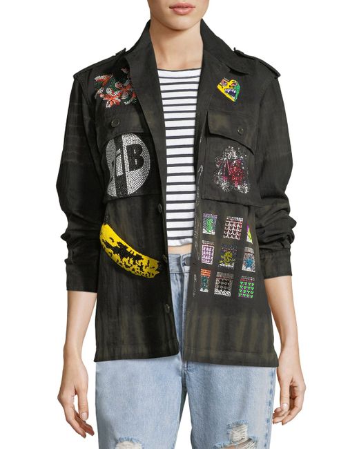 Libertine Crystal Collage Beaded Army Jacket