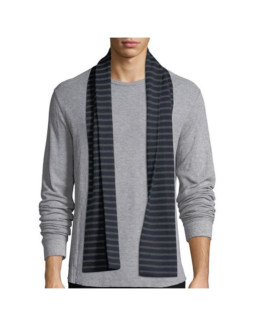 Vince Striped Ribbed Wool Scarf