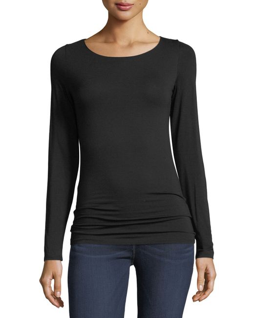 Majestic Paris for Neiman Marcus Soft Touch Marrow-Edge Long-Sleeve Top