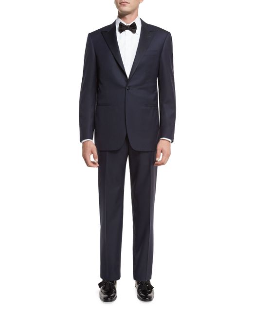 Canali Super 150s Wool Tuxedo Suit Navy