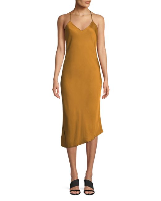 Ag Scarlet V-Neck Asymmetric Slip Dress