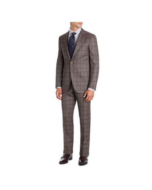 Isaia Windowpane Super 140s Wool Two-Piece Suit Light