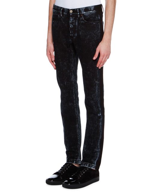 Lanvin Acid-Wash Tuxedo-Stripe Skinny Jeans
