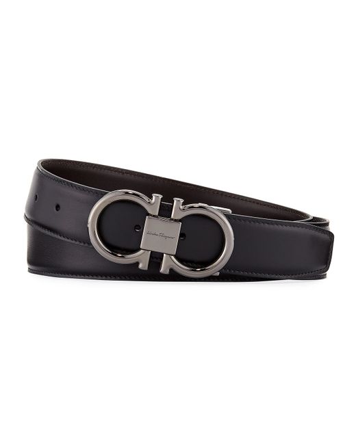 Salvatore Ferragamo Double-Gancini Reversible Leather Belt