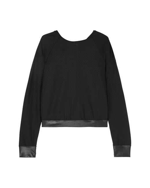 Koral Sofia Satin-trimmed Stretch-mesh Sweater