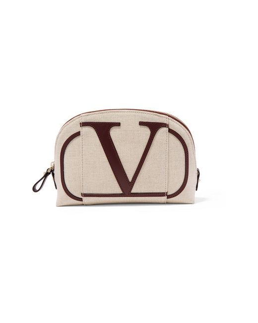 Valentino Garavani Go Logo Small Leather-trimmed Canvas Cosmetics Case