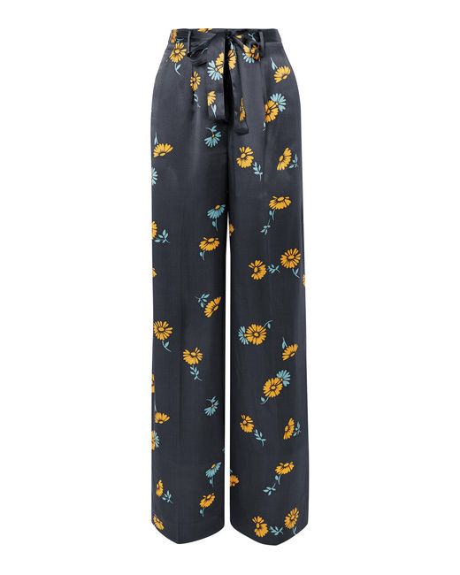 Equipment Evonne Belted Floral-print Silk-satin Wide-leg Pants