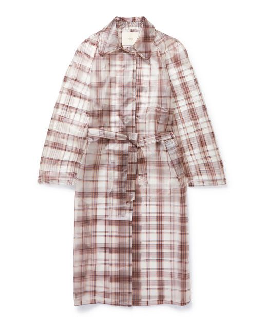 Maje Belted Checked Rubberized Pu Trench Coat