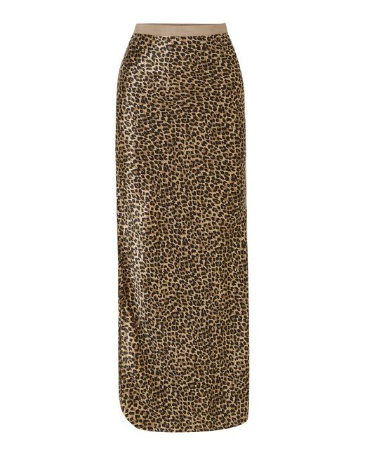 Nili Lotan Maya Leopard-print Silk-satin Maxi Skirt