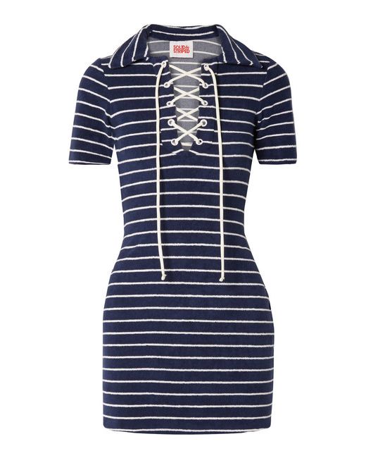 Solid & Striped The Polo Striped Cotton-blend Terry Mini Dress