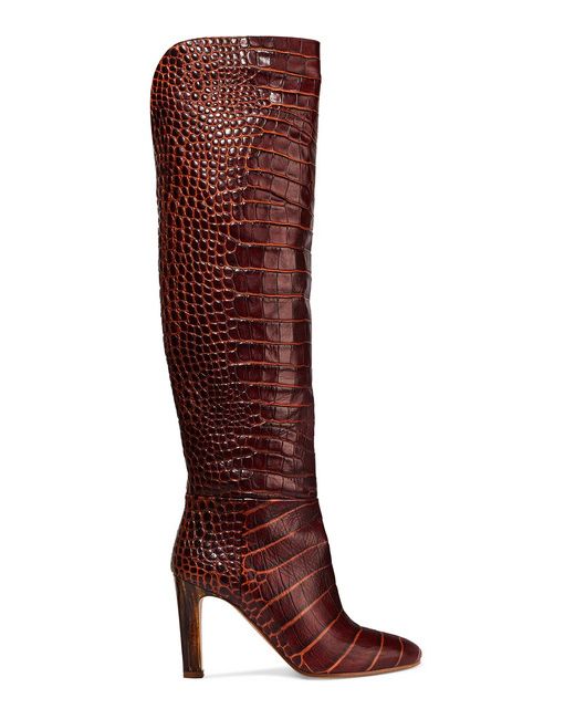 Gabriela Hearst Linda Croc-effect Leather Knee Boots