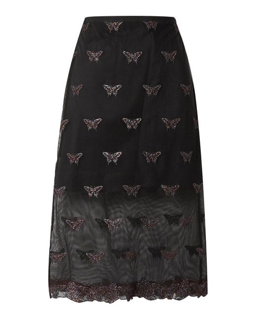 Fleur Du Mal Metallic Embroidered Cotton-blend Tulle Midi Skirt
