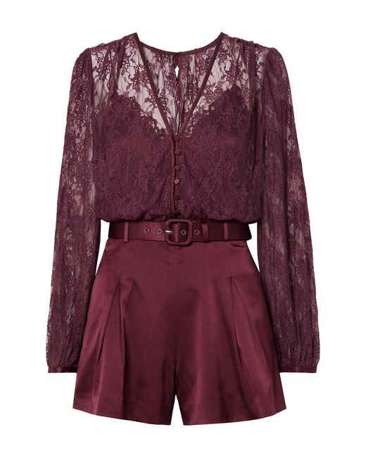 Jonathan Simkhai Belted Satin And Stretch-silk Lace Playsuit