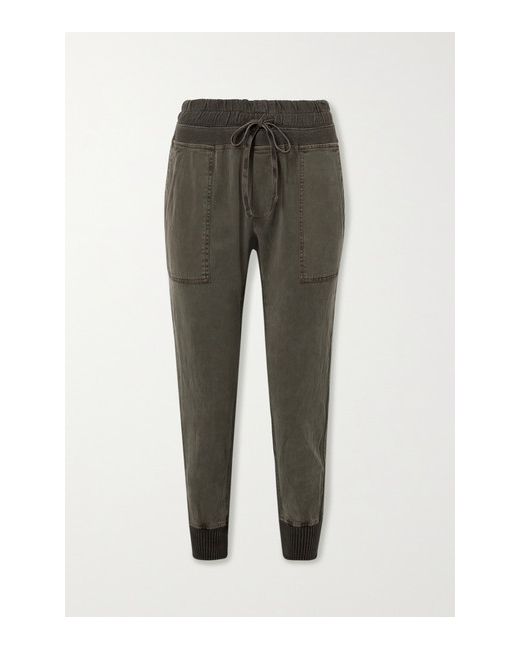 James Perse Jersey-trimmed Cotton-twill Track Pants