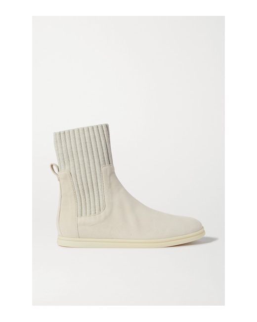 Loro Piana Cocoon Suede And Ribbed Wool Ankle Boots
