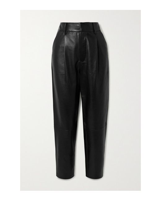 Anine Bing Becky Cropped Leather Straight-leg Pants