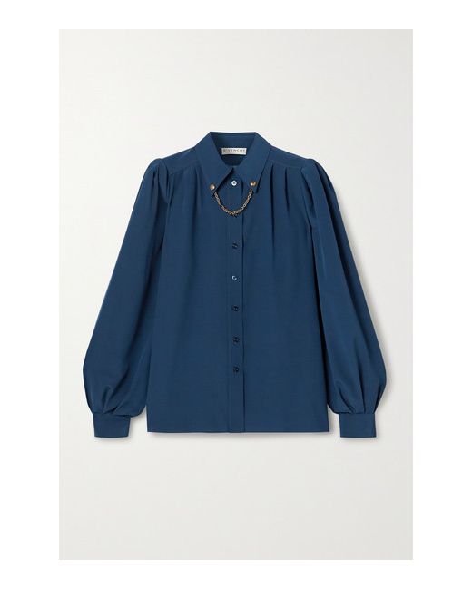 Givenchy Chain-embellished Silk Crepe De Chine Shirt