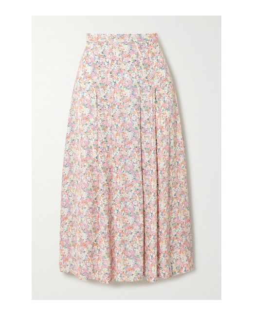 Faithful the Brand Cuesta Pleated Floral-print Crepe Midi Skirt