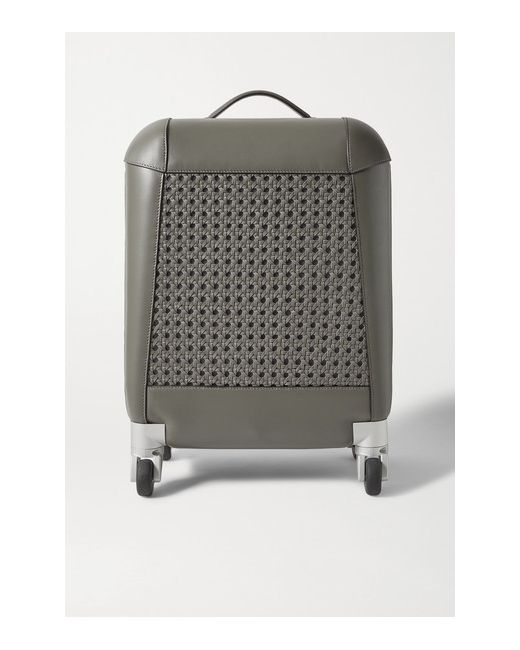 Aviteur Paneled Woven Leather Carry-on Suitcase