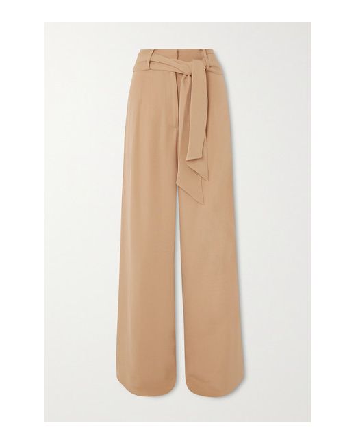 Mother Of Pearl Net Sustain Belted Crepe Wide-leg Pants