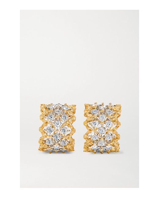 Buccellati Rombi 18-karat Yellow And White Diamond Earrings one