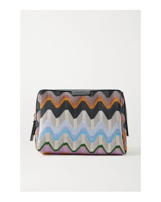 Missoni Leather-trimmed Crochet-knit Cosmetics Case