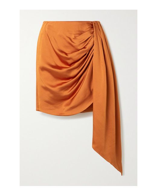 Jonathan Simkhai Mae Asymmetric Draped Satin Mini Skirt