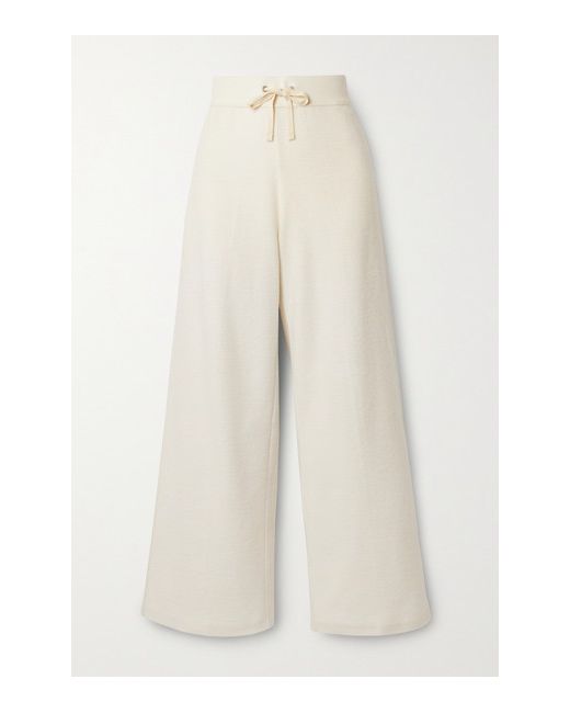 James Perse Brushed Waffle-knit Cotton And Cashmere-blend Wide-leg Pants