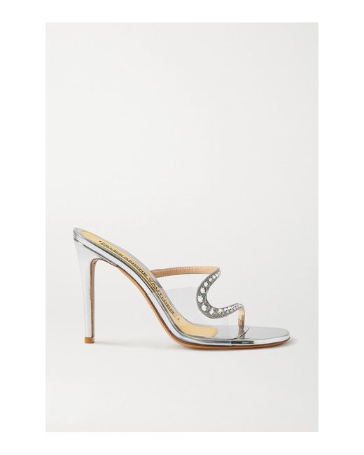 Alexandre Vauthier Ava Crystal-embellished Metallic Leather And Pvc Sandals