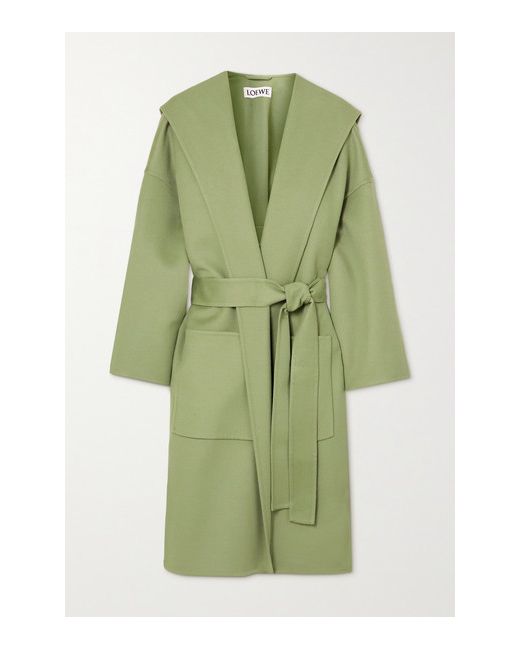 Loewe Hooded Belted Wool And Cashmere-blend Coat