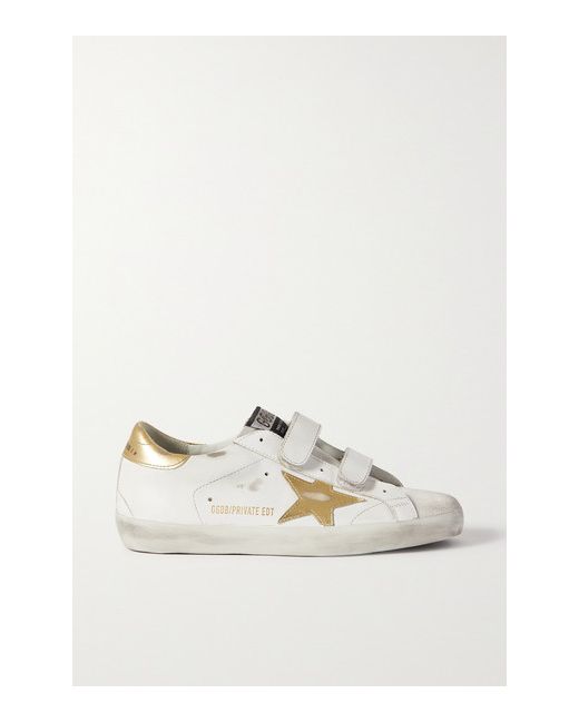 Golden Goose Old School Distressed Leather Sneakers