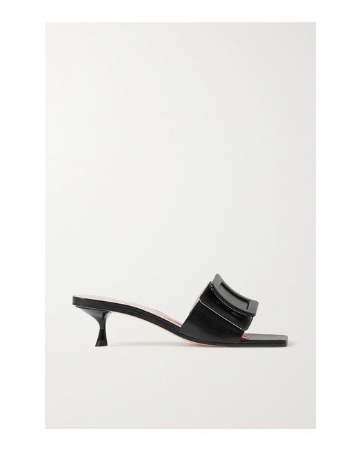 Roger Vivier Buckle-detailed Glossed-leather Mules
