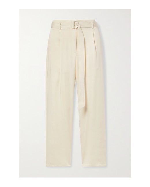 Lapointe Belted Washed-satin Straight-leg Pants