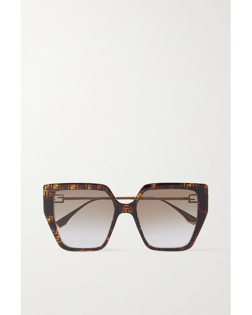 Fendi Oversized Square-frame Acetate And Gold-tone Sunglasses