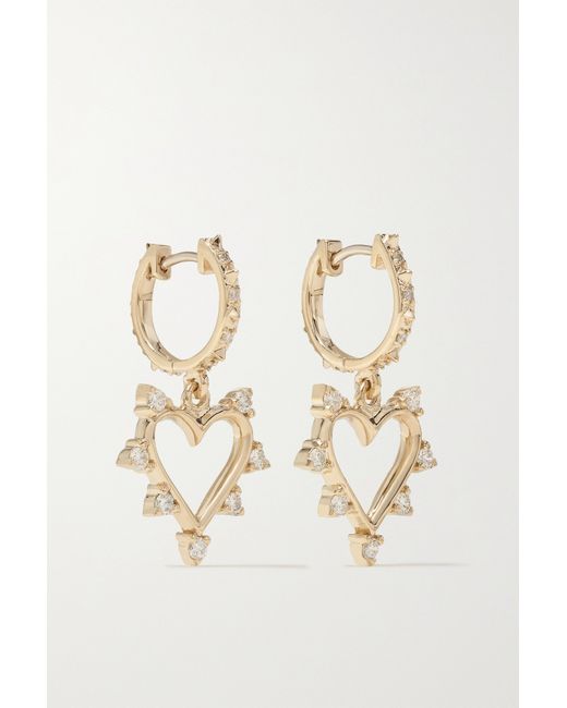 Marlo Laz Open Heart 14-karat Diamond Earrings one