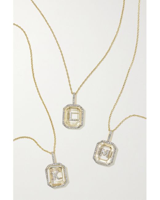 Mateo Initial 14-karat Quartz And Diamond Necklace