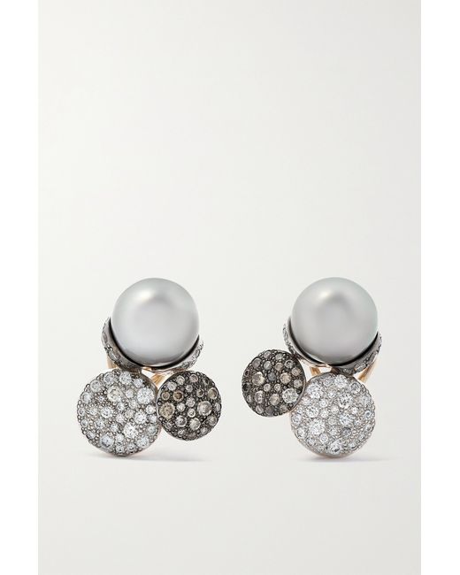 Pomellato Sabbia 18-karat Pearl And Diamond Earrings one