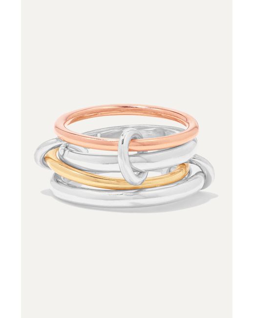 Spinelli Kilcollin Hyacinth Set Of Four 18-karat Yellow And Rose Gold Sterling Rings