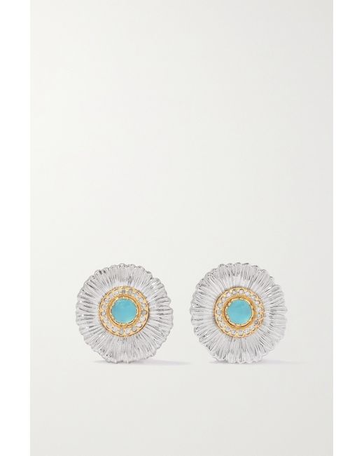 Buccellati Daisy Gold-plated Sterling Agate And Diamond Earrings one