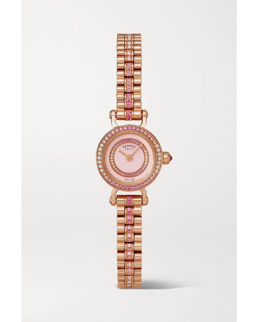 Hermès timepieces Faubourg 15.5mm Very Small 18-karat Rose And Sapphire Watch one