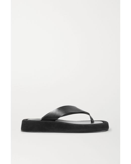 The Row Ginza Leather Platform Flip Flops