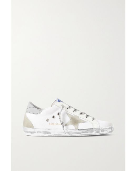 Golden Goose Superstar Distressed Suede And Leather-trimmed Canvas Sneakers