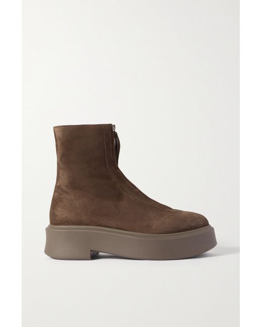 The Row Textured-nubuck Platform Ankle Boots