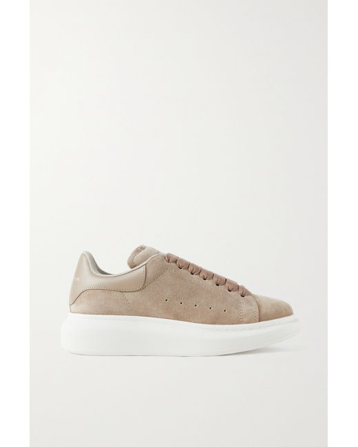 Alexander McQueen Leather-trimmed Suede Exaggerated-sole Sneakers