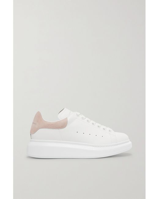 Alexander McQueen Suede-trimmed Leather Exaggerated-sole Sneakers