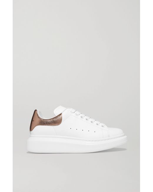Alexander McQueen Metallic-trimmed Leather Exaggerated-sole Sneakers