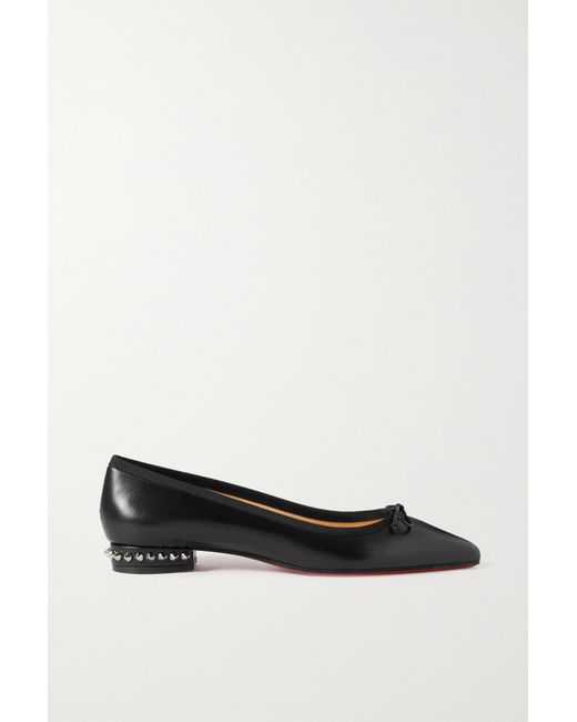 Christian Louboutin Hall Spiked Glossed-leather Point-toe Flats