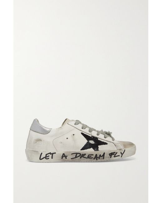Golden Goose Superstar Distressed Printed Leather Sneakers